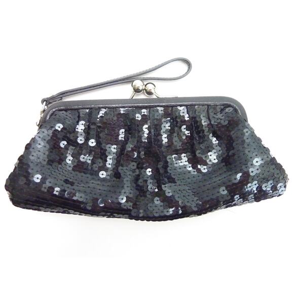Sequin Clutch Bag Black Clasp Opening - Picture 1 of 4